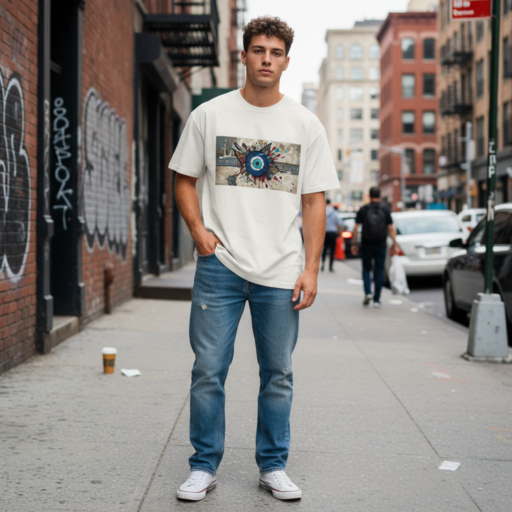Athena’s Eye Oversized Faded Tee | Organic Streetwear by MalakaStyle®