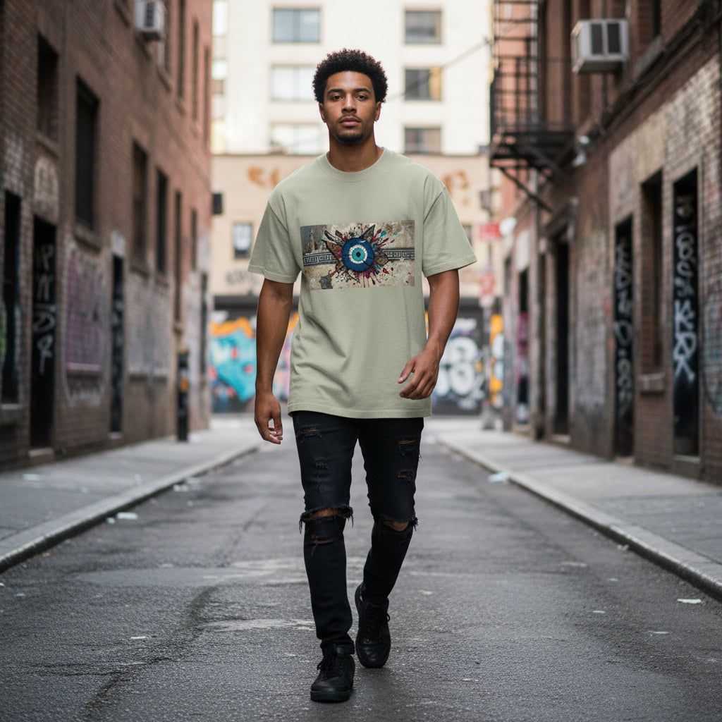 Athena’s Eye Oversized Faded Tee | Organic Streetwear by MalakaStyle®